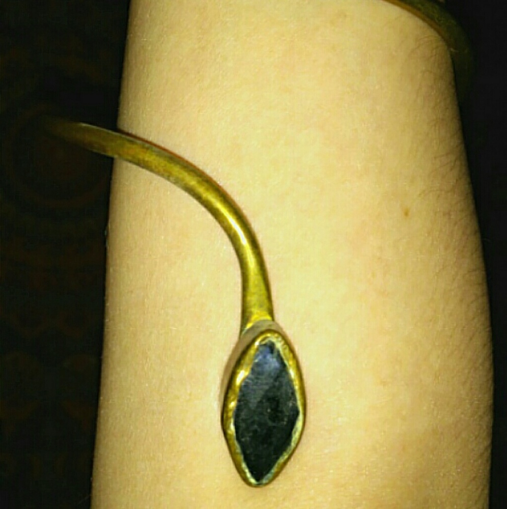 Brass Snake Warrior Amazonite  Cuff - Picture 2 of 2